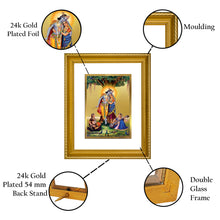 Load image into Gallery viewer, DIVINITI Radha Krishna Gold Plated Wall Photo Frame, Table Decor| DG Frame 056 Size 2.5 and 24K Gold Plated Foil (28 CM X 23 CM)
