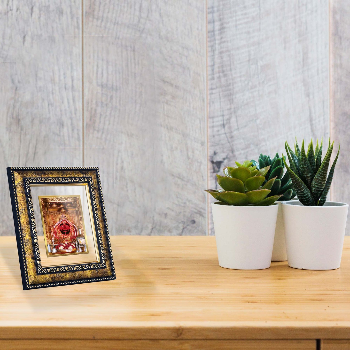 DIVINITI 24K Gold Plated Foil Salasar Balaji Luxurious Photo Frame Idol for Home Wall Decor, Workshop, Table Top, Premium Gift|DG113 Size 2 (22.6x18.4 CM)