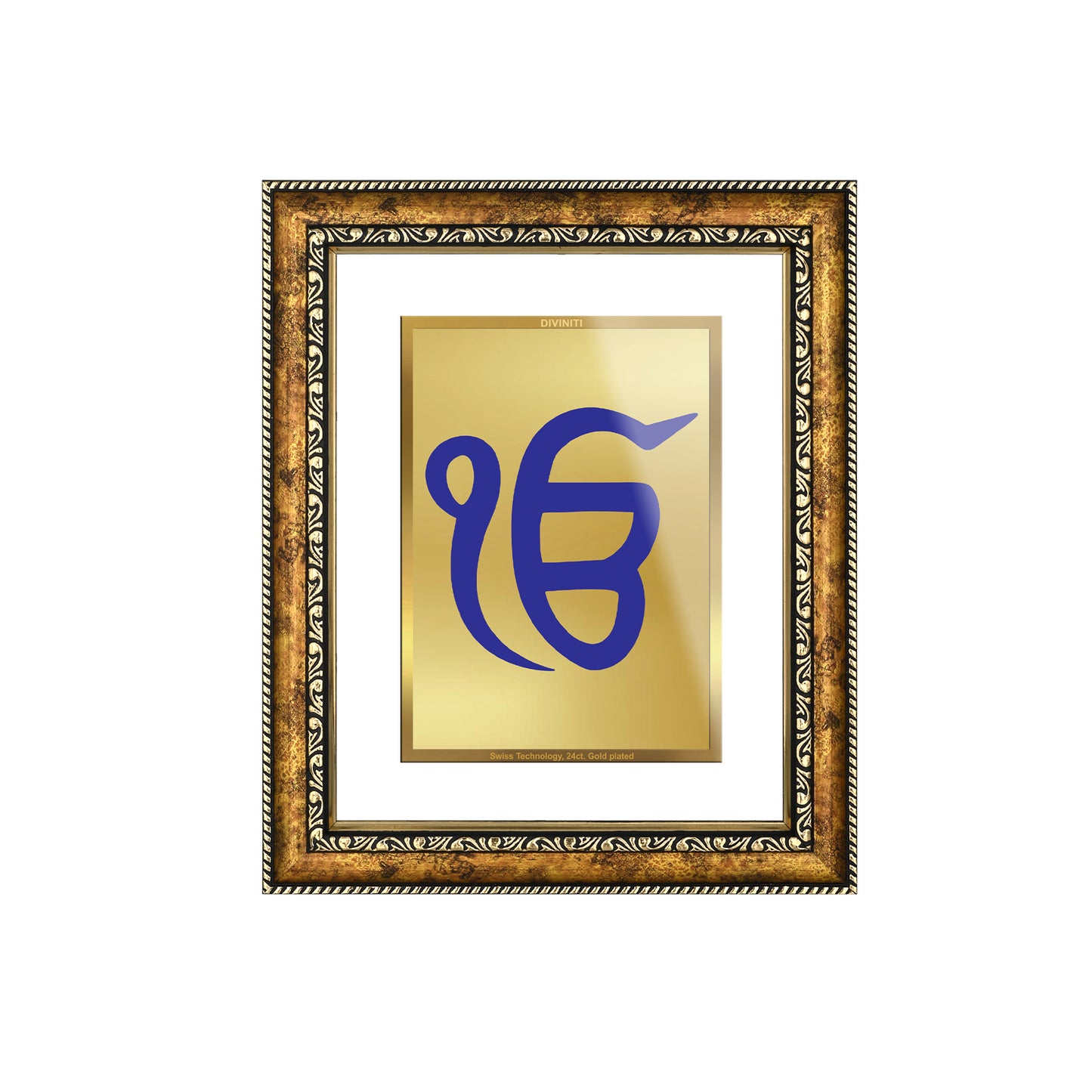 DIVINITI 24K Gold Plated Ik Onkar Wall Photo Frame for Home Decor, Wall Hanging, Table Top, Puja Room & Gift DG113S3 (27.6X35.4 CM)