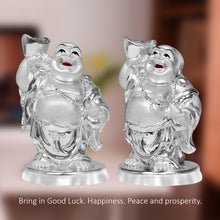 Load image into Gallery viewer, Diviniti 999 Silver Plated Laughing Buddha Statue for Home Decor (10X6.5CM)
