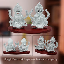 Load image into Gallery viewer, Diviniti 999 Silver Plated Laxmi Ganesha Idol for Home Decor Showpiece (8X11.5CM)