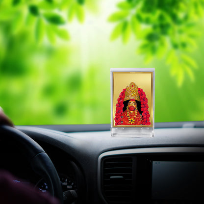 Diviniti 24K Gold Plated Foil Tara Devi Frame For Car Dashboard, Home Decor Showpiece, Puja (11 x 6.8 CM)