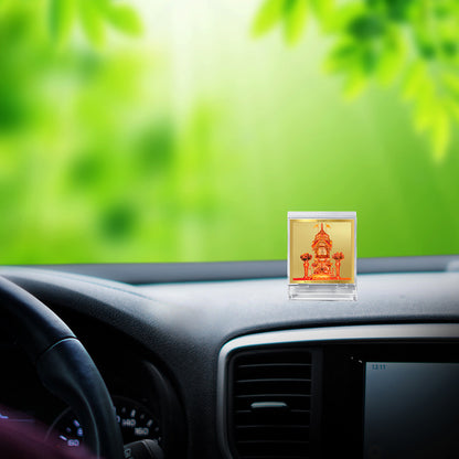 Diviniti 24K Gold Plated Rani Sati Acrylic Frame for Car Dashboard, Home Decor, Tabletop, Puja Room, Festival Gift ACF3A (5.8x4.8 CM)