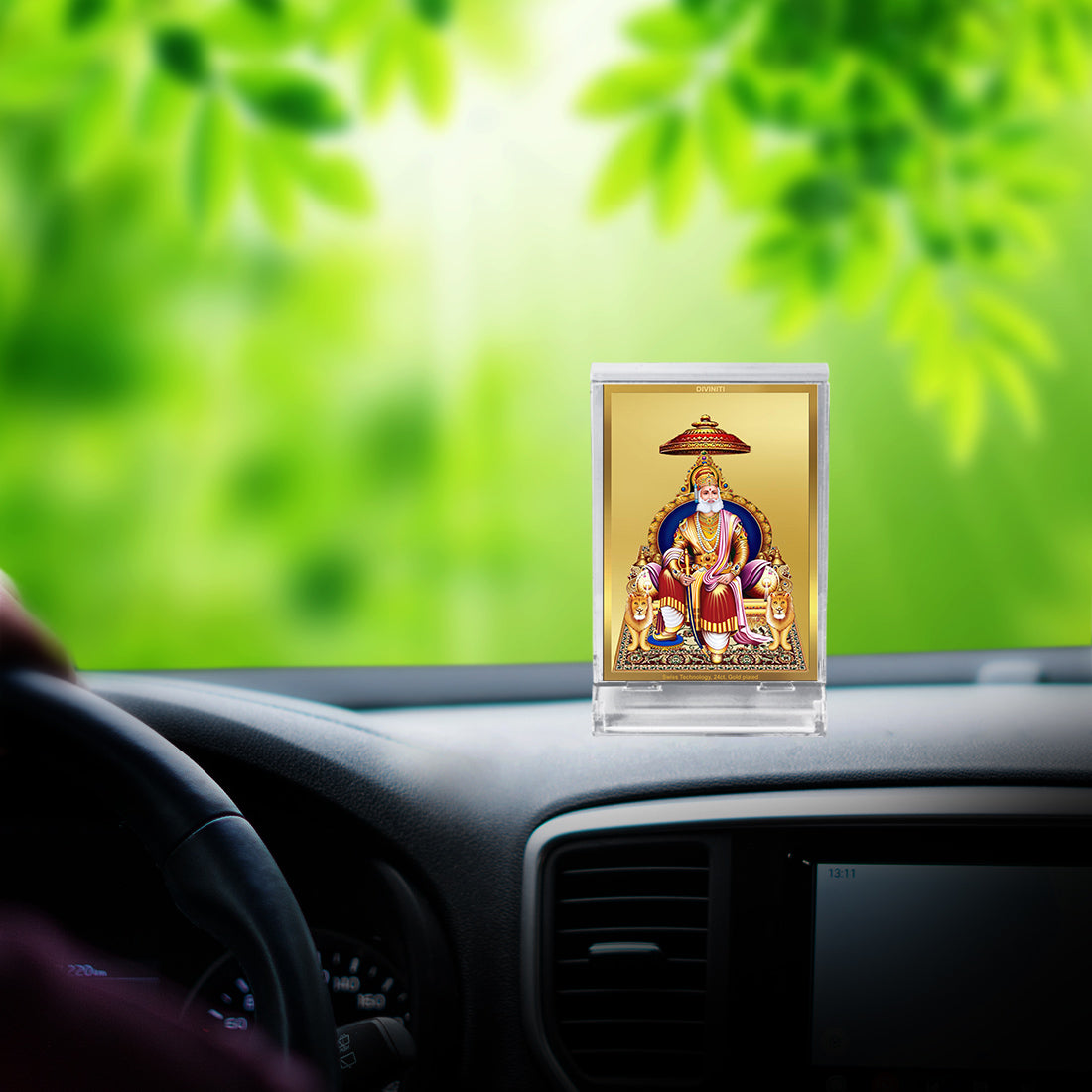 Diviniti 24K Gold Plated Foil Maharaja Agrasen Frame For Car Dashboard, Home Decor, Table Top, Gift (11 x 6.8 CM)
