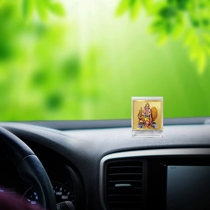 Diviniti 24K Gold Plated Foil Karthikey Acrylic Frame for Car Dashboard, Home Decor, Tabletop, Puja Room, Festival Gift ACF3A (5.8x4.8 CM)
