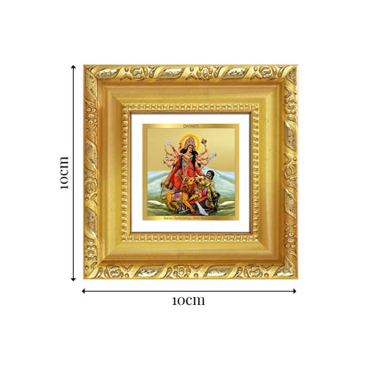 Diviniti Durga Mahishasura Mardini Tabletop Photo Frame in 24K Gold Plated Foil | Victory of Good, Power & Divine Protection | DG103S1A (10x10 CM)