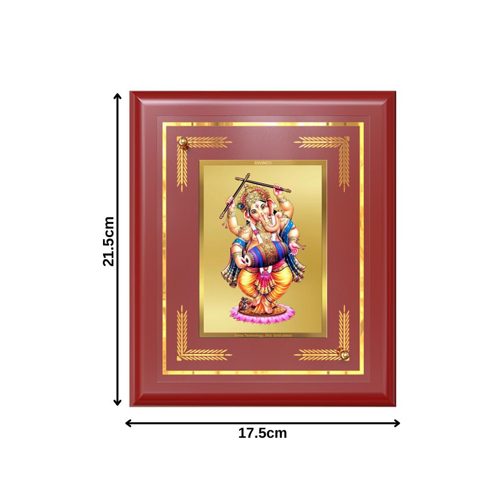 Dancing Ganesha | Nritya Ganapati Wall and Tabletop Photo Frame in 24K Gold Plated Foil