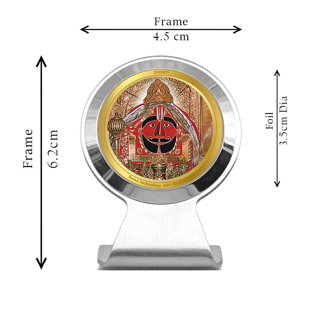 Diviniti 24K Gold Plated Foil Salasar Balaji Frame for Car Dashboard, Home Decor, Worship, Tabletop & Festival Gift MCF1CR (6.2x4.5 CM)