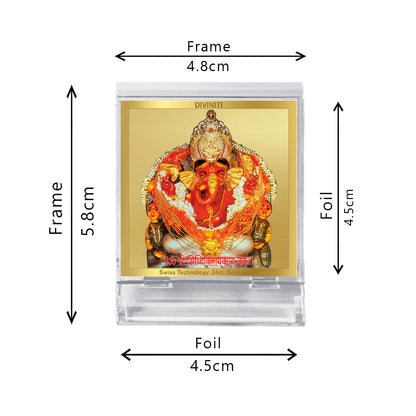 Diviniti 24K Gold Plated Siddhivinayak Acrylic Frame for Car Dashboard, Home Decor, Tabletop, Puja Room, Festival Gift ACF3A (5.8x4.8 CM)