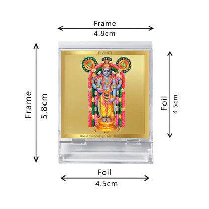 Diviniti 24K Gold Plated Foil Guruvayurappan Acrylic Frame for Car Dashboard, Home Decor, Tabletop, Puja Room, Festival Gift ACF3A (5.8x4.8 CM)