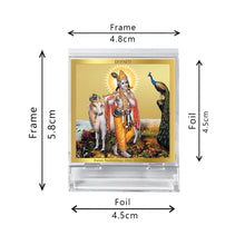 Load image into Gallery viewer, Diviniti 24K Gold Plated Krishna Frame For Car Dashboard, Home Decor, Puja, Gift (5.8 x 4.8 CM)