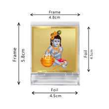 Load image into Gallery viewer, Diviniti 24K Gold Plated Bal Gopal Frame For Car Dashboard, Home Decor, Puja, Festival Gift (5.8 x 4.8 CM)
