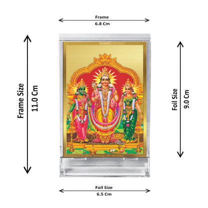 Diviniti 24K Gold Plated Foil Murugan Valli Frame For Car Dashboard, Home Decor, Table, Worship (11x6.8 CM)