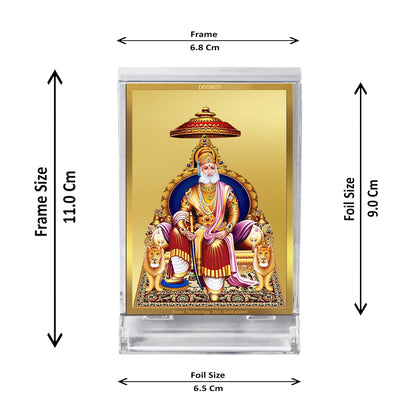 Diviniti 24K Gold Plated Foil Maharaja Agrasen Frame For Car Dashboard, Home Decor, Table Top, Gift (11 x 6.8 CM)