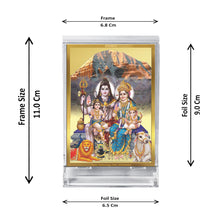 Load image into Gallery viewer, Diviniti 24K Gold Plated Shiv Parivar Frame For Car Dashboard, Home Decor, Puja, Festival Gift (11 x 6.8 CM)
