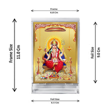 Load image into Gallery viewer, Diviniti 24K Gold Plated Santoshi Mata Frame For Car Dashboard, Home Decor, Puja Room, Worship (11 x 6.8 CM)
