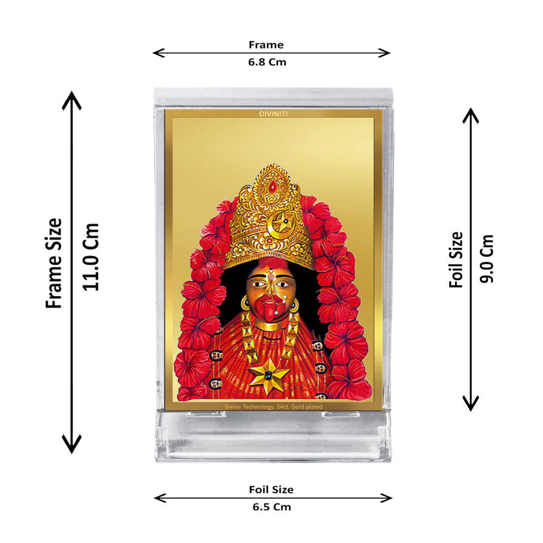 Diviniti 24K Gold Plated Foil Tara Devi Frame For Car Dashboard, Home Decor Showpiece, Puja (11 x 6.8 CM)