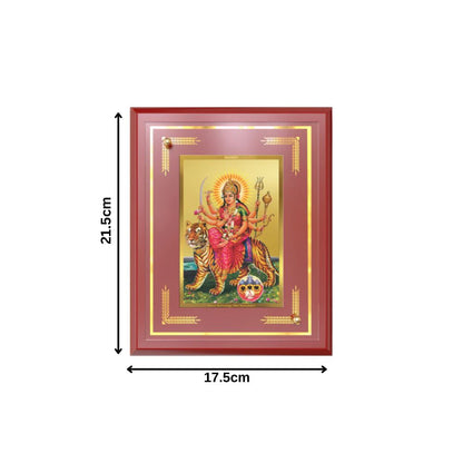 Durga Sherawali Mata with Pind | Divine Wall and Tabletop Photo Frame in 24K Gold Plated Foil
