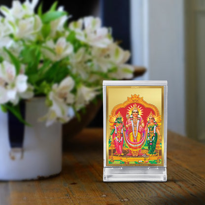 Diviniti 24K Gold Plated Foil Murugan Valli Frame For Car Dashboard, Home Decor, Table, Worship (11x6.8 CM)