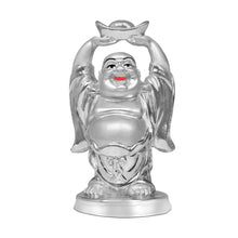 Load image into Gallery viewer, Diviniti 999 Silver Plated Laughing Buddha Statue for Home Decor (12X7CM)
