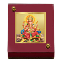 Load image into Gallery viewer, Diviniti 24K Gold Plated Ganesh Ji Frame For Car Dashboard, Home Decor, Office Table, Puja (5.5 x 6.5 CM)
