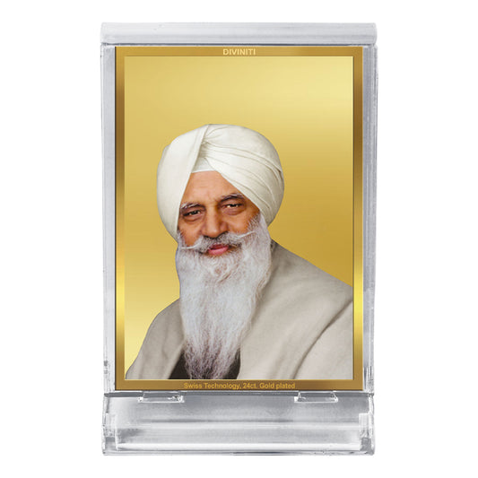 Diviniti 24K Gold Plated Foil Radha Soami Frame For Car Dashboard, Home Decor, Gift (11 x 6.8 CM)