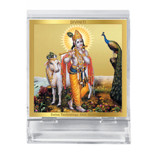 Load image into Gallery viewer, Diviniti 24K Gold Plated Krishna Frame For Car Dashboard, Home Decor, Puja, Gift (5.8 x 4.8 CM)
