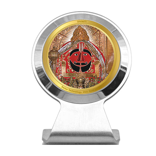 Diviniti 24K Gold Plated Foil Salasar Balaji Frame for Car Dashboard, Home Decor, Worship, Tabletop & Festival Gift MCF1CR (6.2x4.5 CM)