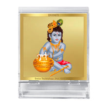 Load image into Gallery viewer, Diviniti 24K Gold Plated Bal Gopal Frame For Car Dashboard, Home Decor, Puja, Festival Gift (5.8 x 4.8 CM)
