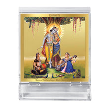 Load image into Gallery viewer, DIVINITI Radhakrishna God Idol Photo Frame for Car Dashboard, Table Décor, Office | ACF 3A Acrylic Frame, 24K Gold Plated Foil|Idol for Pooja, Prayer, Gifts Items (5.8X4.8 cm)