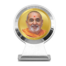 Load image into Gallery viewer, Diviniti 24K Gold Plated Pramukh Swami Frame For Car Dashboard, Home Decor &amp; Gift (6.2 x 4.5 CM)
