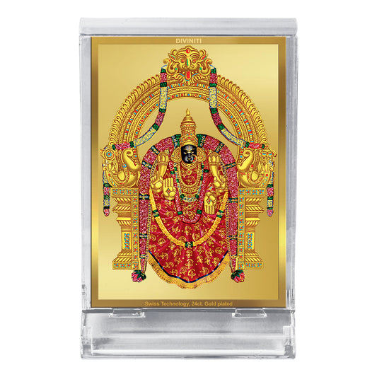 Diviniti 24K Gold Plated Foil Padmavathi Frame For Car Dashboard, Home Decor, Table Tops (11 x 6.8 CM)