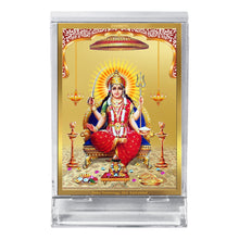 Load image into Gallery viewer, Diviniti 24K Gold Plated Santoshi Mata Frame For Car Dashboard, Home Decor, Puja Room, Worship (11 x 6.8 CM)
