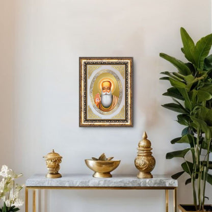 Guru Nanak Dev Ji | Sikh Guru Wall & Tabletop Royal Photo Frame in 24K Gold Plated Foil