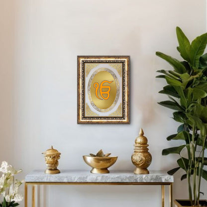 Ik Onkar | Sacred Sikh Symbol Wall & Tabletop Royal Photo Frame in 24K Gold Plated Foil