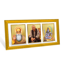 Load image into Gallery viewer, DIVINITI Guru Nanak, Guruji &amp; Shivji Gold Plated Wall Photo Frame, Table Decor| DG Frame 101 SIZE 2 with 24K Gold Plated Foil| Religious &amp; Personalized Gifts for All Occasions (21.8 × 41.3 cm)
