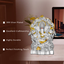 Load image into Gallery viewer, Diviniti 999 Silver Plated Ganesha Idol for Home Decor Showpiece (11.5 X 8.5 CM)
