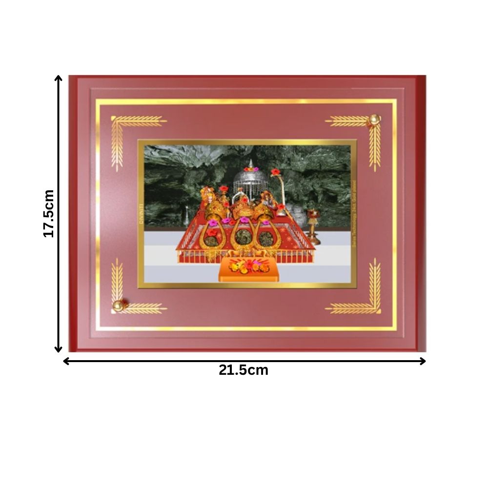 Durga Vaishno Devi | Mata Ka Darbar | Divine Wall and Tabletop Photo Frame in 24K Gold Plated Foil