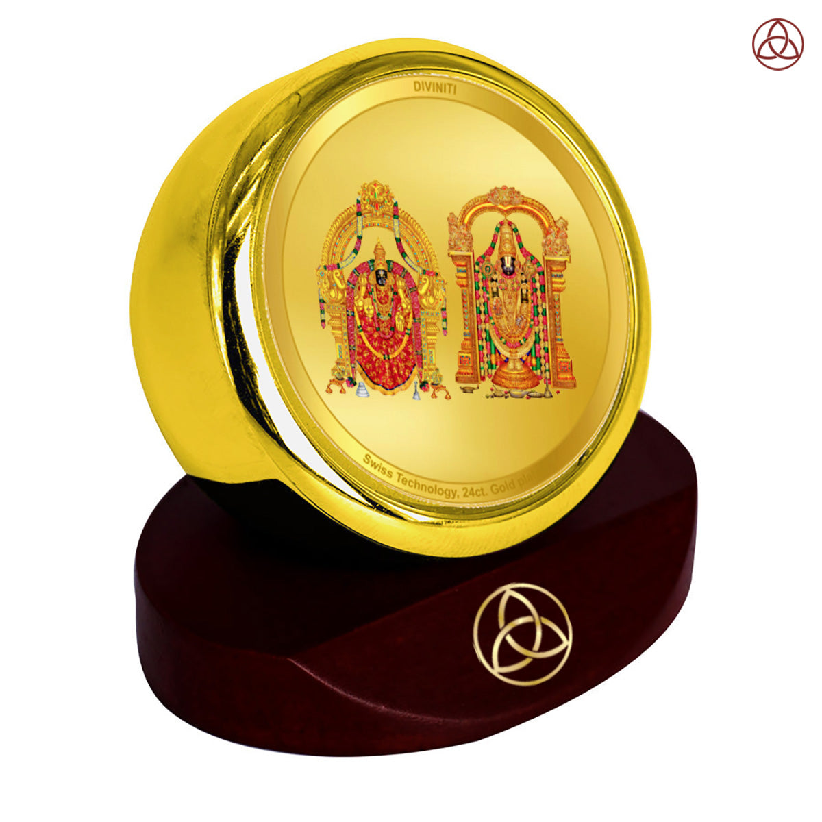 Padmavathi & Tirupati Balaji | Divine Goddess Padmavathi and Lord Balaji Car Dashboard & Tabletop Photo Frame in 24K Gold Plated Foil