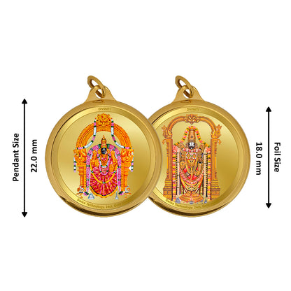 DIVINITI 24K Gold Plated Padmawati & Tirupati Balaji 18MM Double Sided Pendant For Men, Women & Kids