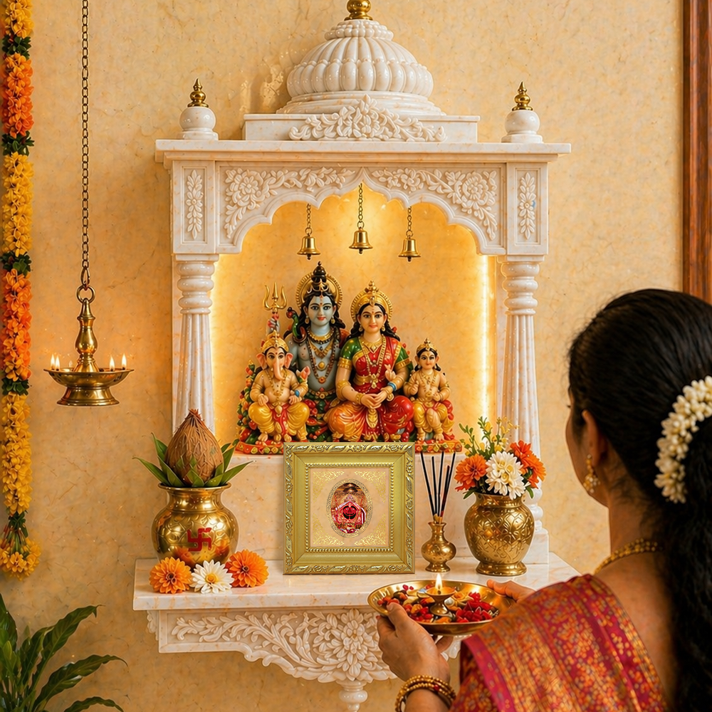 Salasar Balaji | Divine Hanuman Form Royal Tabletop Photo Frame in 24K Gold Plated Foil