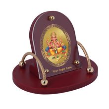 Load image into Gallery viewer, 24K Gold Plated Ganesha Customized Photo Frame For Corporate Gifting (8 x 9 CM)
