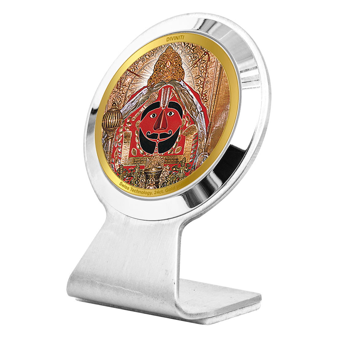 Diviniti 24K Gold Plated Foil Salasar Balaji Frame for Car Dashboard, Home Decor, Worship, Tabletop & Festival Gift MCF1CR (6.2x4.5 CM)