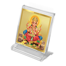 Load image into Gallery viewer, Diviniti 24K Gold Plated Ganesha Frame For Car Dashboard, Home Decor, Table Top, Puja, Festival Gift (5.8 x 4.8 CM)

