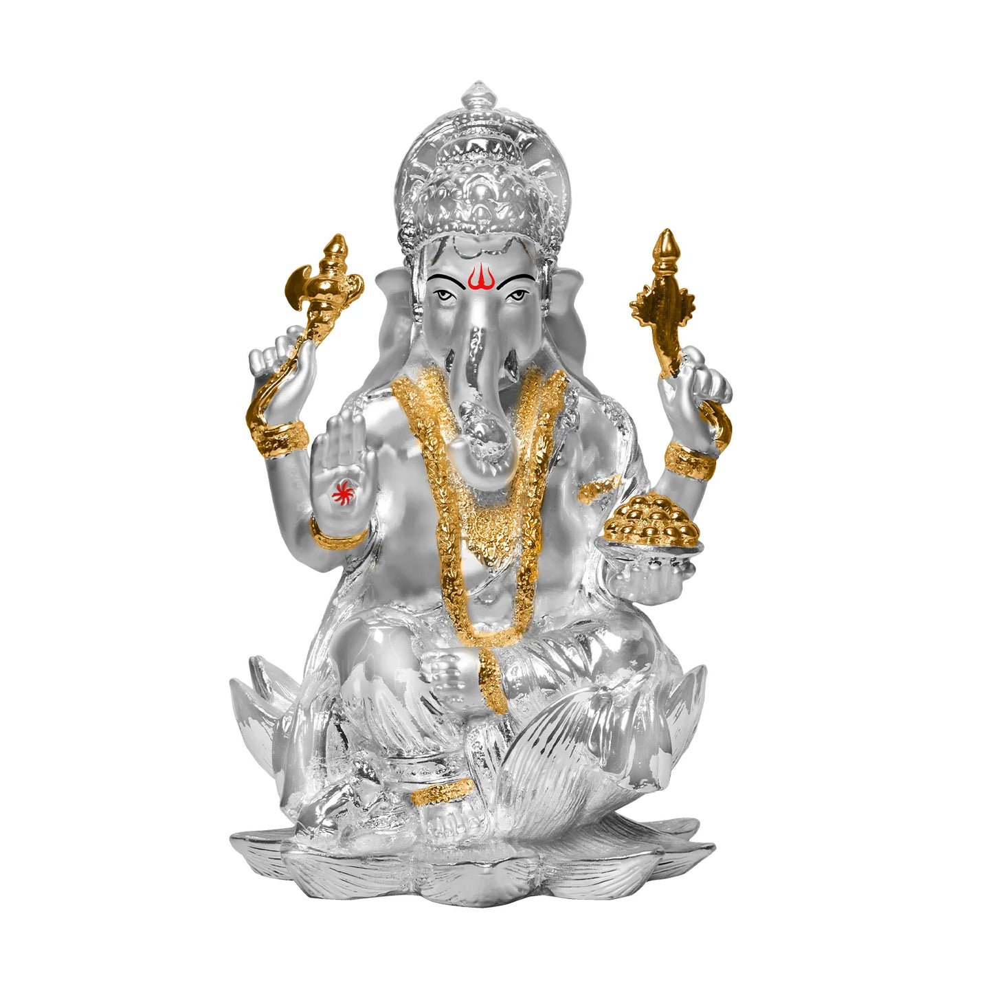 DIVINITI 24K Gold Plated Lord Ganesha Idol | Exquisite Divine Statue for Home Decor, Office, Pooja Room & Gift (18x12 CM)
