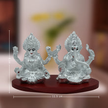 Load image into Gallery viewer, Diviniti 999 Silver Plated Laxmi Ganesha Idol for Home Decor Showpiece (8X11.5CM)
