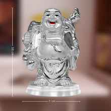 Load image into Gallery viewer, Diviniti 999 Silver Plated Laughing Buddha Statue for Home Decor (10X7CM)
