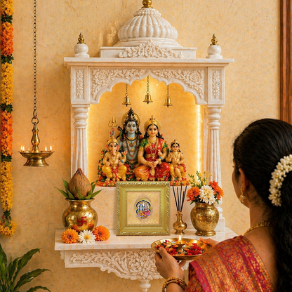 Vishnu Lakshmi | Divine Sacred Couple Royal Tabletop Photo Frame in 24K Gold Plated Foil