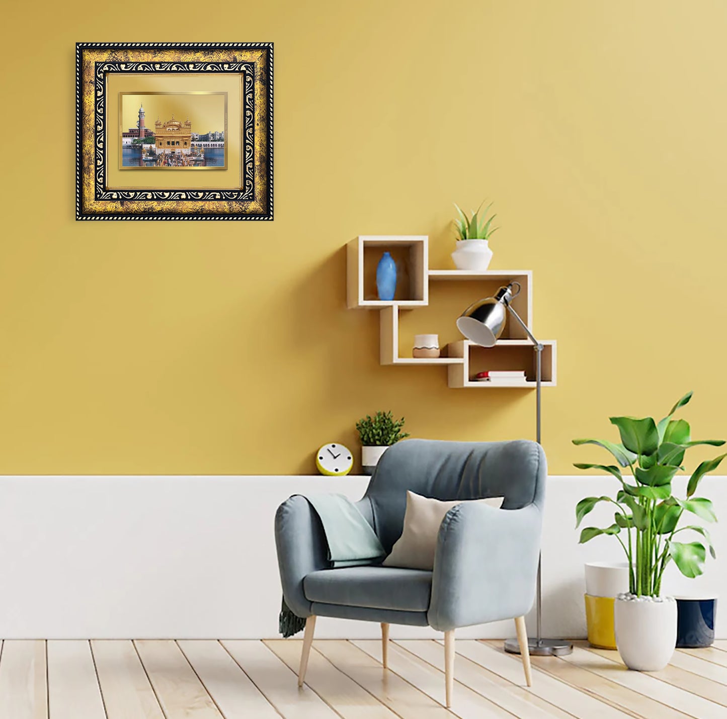 DIVINITI 24K Gold Plated Sachkhand Shri Darbar Sahib (Golden Temple) Wall Photo Frame for Home Decor, Wall Hanging, Table Top, Puja Room & Gift DG113S3 (27.6X35.4 CM)