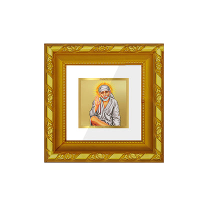 DIVINITI 24K Gold Plated Sai Baba Classic Wall Photo Frame Idol for Home Decor, Puja Room, Table Top, Workshop, Gifts | DG103S1A (10x10 CM)
